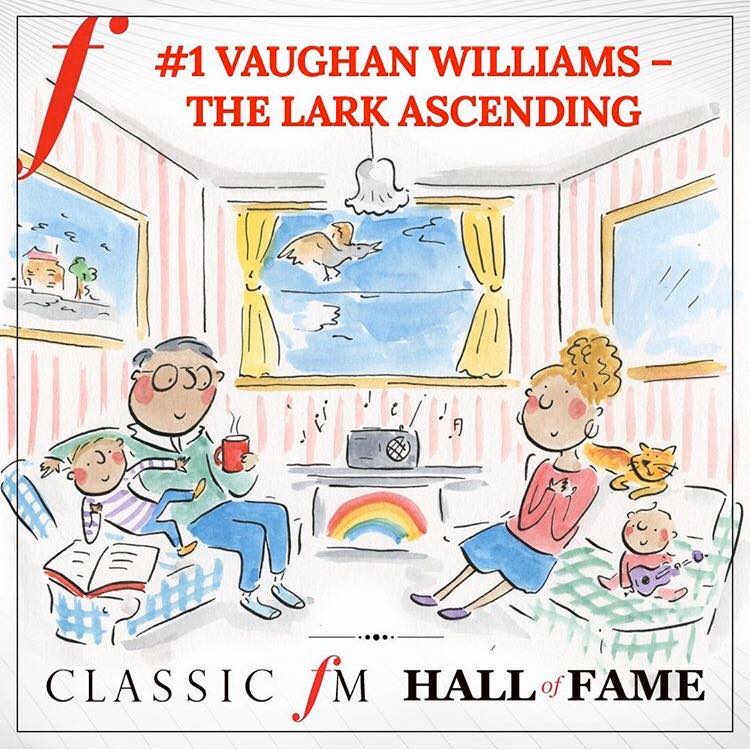 Classic FM illustration gallery by Rosie Brooks – hand-drawn pen and watercolour artworks celebrating classical music, events, and campaigns for Classic FM, featuring orchestras, musicians, and festive scenes in signature British humour style