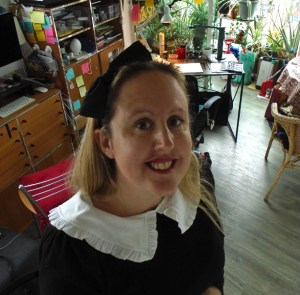 Rosie Brooks Illustrator in her studio in London